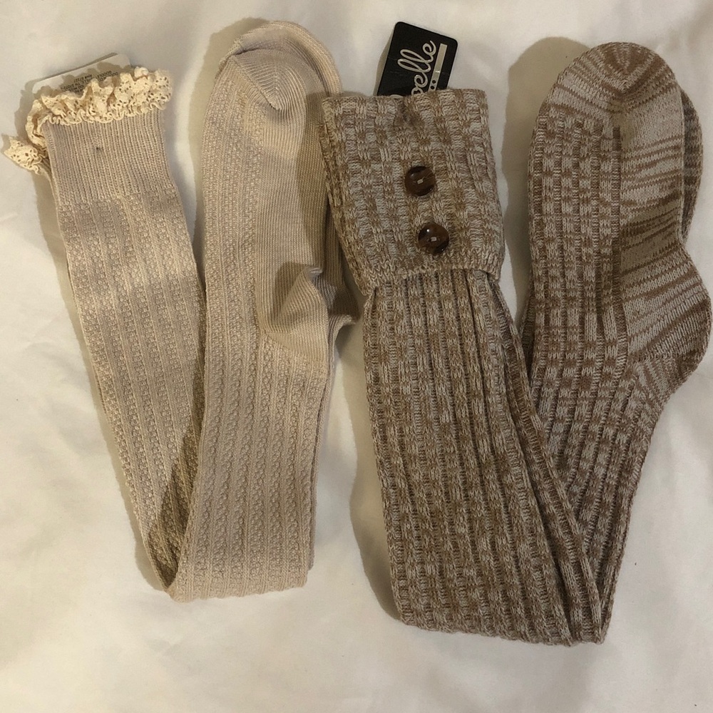 2 Pair knee High Boot Socks size 8